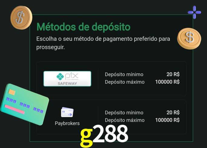 O cassino g288 oferece uma grande variedade de métodos de pagamento